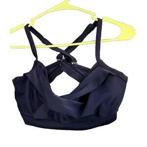 Athleta Twister Gathered Bikini Top Navy Blue 36‎ B/C Bra EUC